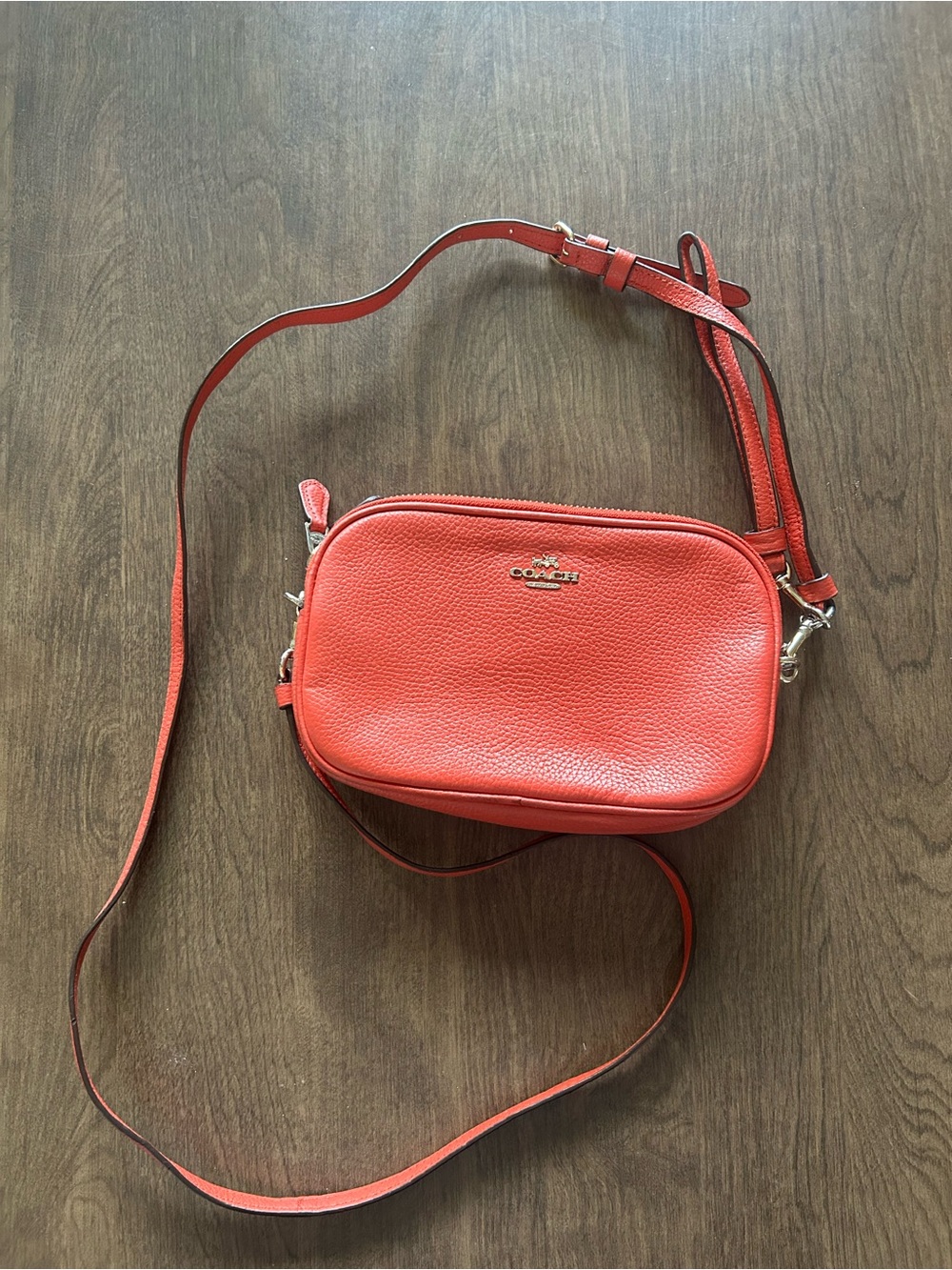 Coach Jamie Camera Leather Crossbody Bag in Coral Red